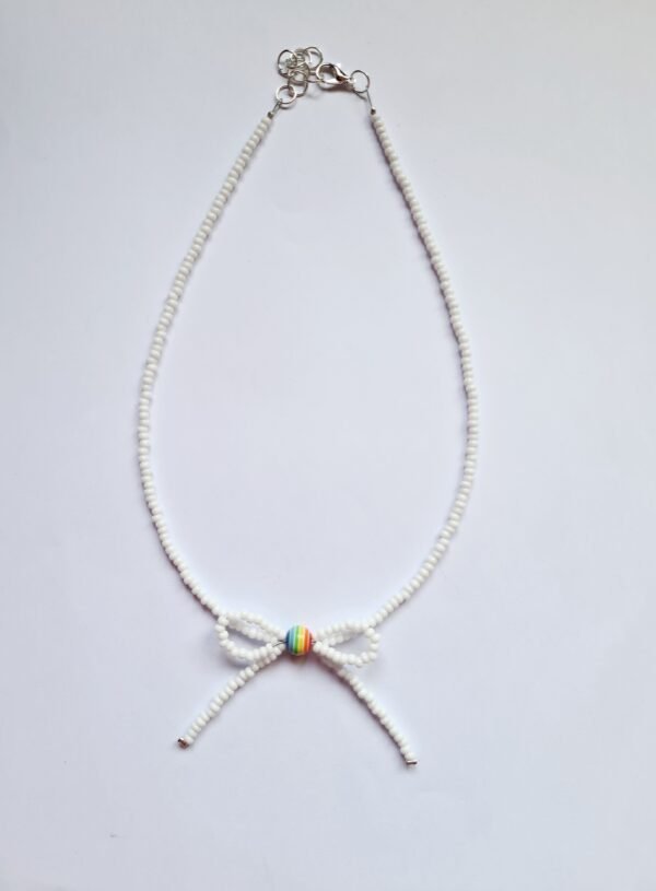 PRIDE Bow Choker Necklace - white