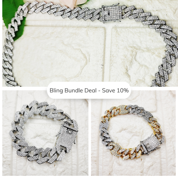 GMB: Bling Bundle Deal: 1 Bling Chain, 1 Wide Bling Band, 1 Dual Tone Bling Band