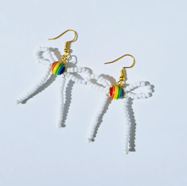 Pride Bow Earrings - white