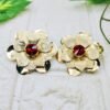 GMB: Red Stone Bling Flower Necklace Set (Gold Tone) - Image 3