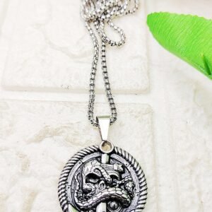 GMB – Gothic Round Pendant with Anchor and Snake (Chain Included)