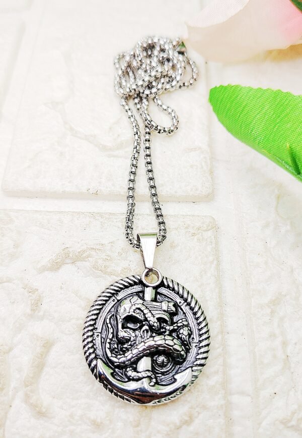 GMB – Gothic Round Pendant with Anchor and Snake (Chain Included)