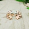 GMB – Floral Earrings with Pearl Accents (Rose Gold Tone) - Image 2