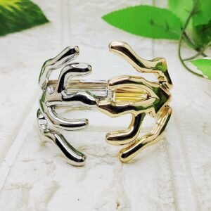 GMB – Wide Stainless Steel Branch Pattern Kada (Dual Tone)