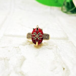 GMB – Elegant Bling Ring with Stones and Accents (Red)