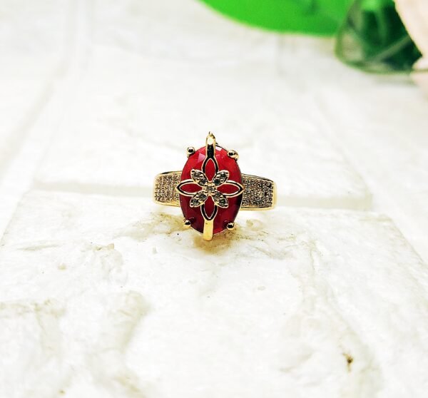 GMB – Elegant Bling Ring with Stones and Accents (Red)
