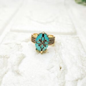 GMB – Elegant Bling Ring with Stones and Accents (Blue)