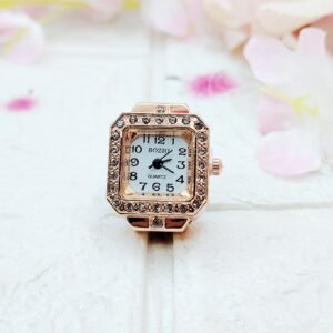 GMB – Bling Ring Watch (Unisex) with Elastic Strap – Rose Gold Tone