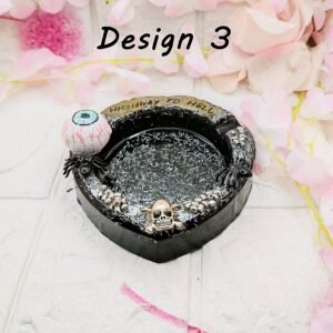 GMB – Highway to Hell Ashtray with Skull, Eyeball & Decorative Accents (Design 3: Small Skull)