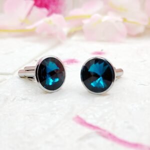 GMB – Bling Blue Stone Silver Tone Cufflinks
