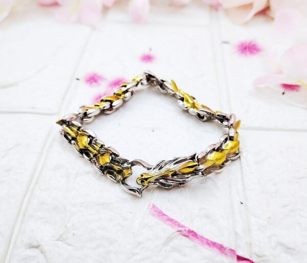 GMB – Sleek Dual Tone Dragon Shaped Wristband (Steel)