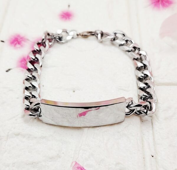 GMB – Silver Tone Classy & Sleek Wristband (Steel)