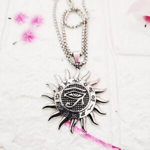 GMB – Egyptian Eye of Ra Mystic Sun Pendant with Chain (Steel)