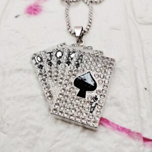 GMB – Statement Bling Cards Deck Pendant with Steel Chain (BLACK)