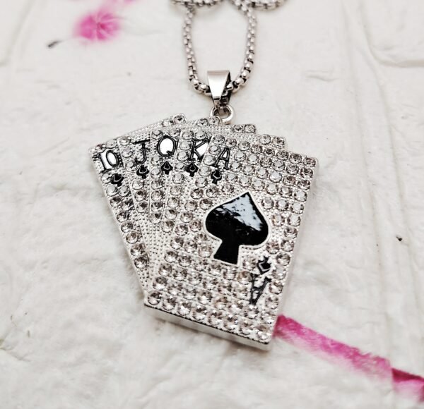GMB – Statement Bling Cards Deck Pendant with Steel Chain (BLACK)