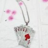 GMB – Statement Bling Cards Deck Pendant with Steel Chain (RED) - Image 2