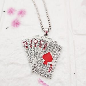 GMB – Statement Bling Cards Deck Pendant with Steel Chain (RED)