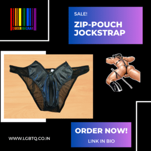 Pouch Leather Jockstrap with Zip
