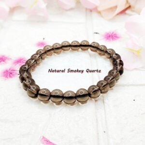 GMB – Natural Smoky Quartz Plain Elasticated Beaded Band