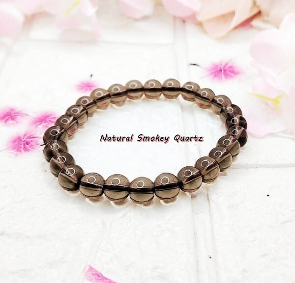 GMB – Natural Smoky Quartz Plain Elasticated Beaded Band
