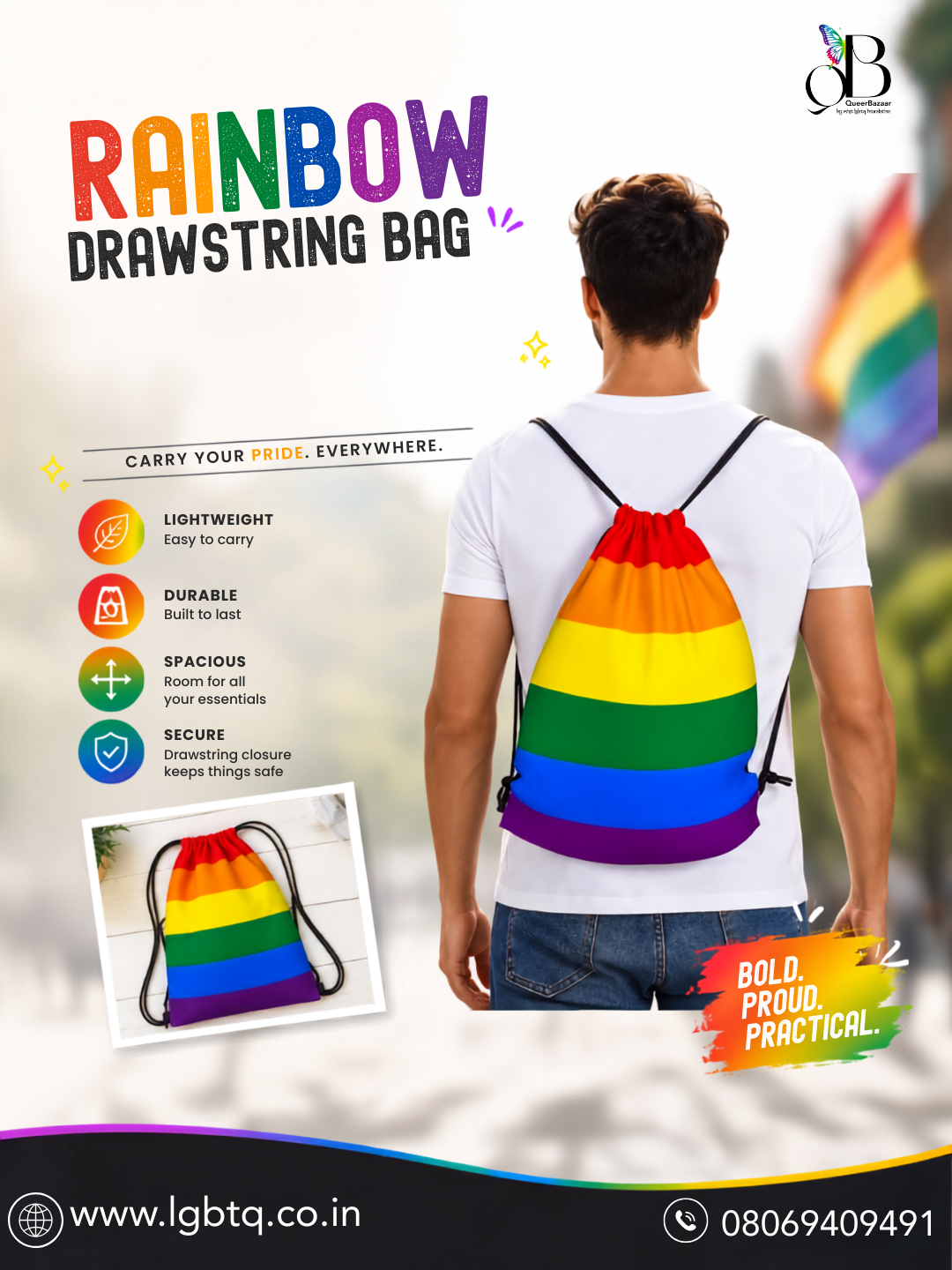 Rainbow Drawstring Bag