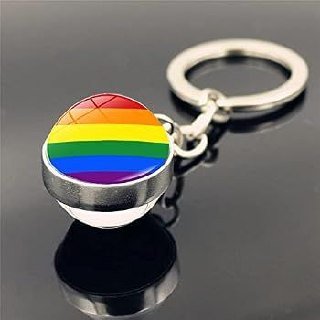 Rainbow Pride Flag Glass Crystal Keychain