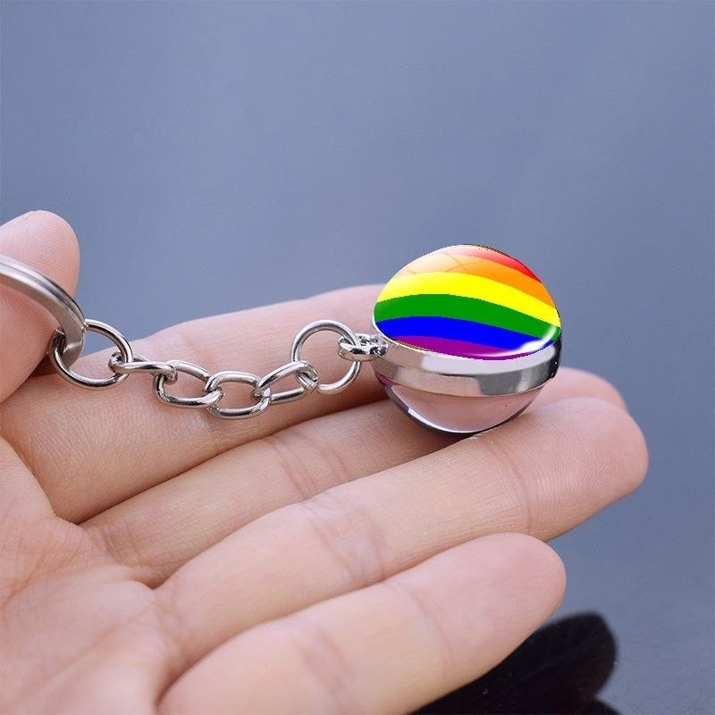 Rainbow Pride Flag Glass Crystal Keychain - Image 3