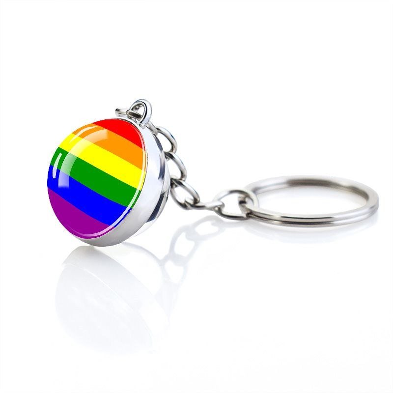 Rainbow Pride Flag Glass Crystal Keychain - Image 2