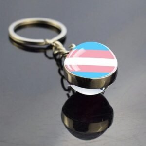 Transgender Flag Glass Crystal Keychain